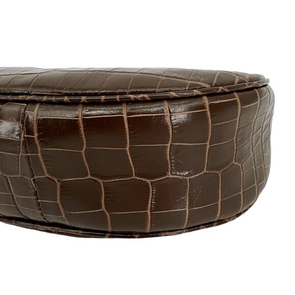 TOM FORD Calfskin Crocodile Embossed Mini Bianca Hobo Chestnut - Picture 11 of 13